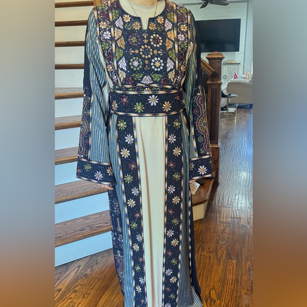 Floral Embroidered Palestinian Thobe Dress